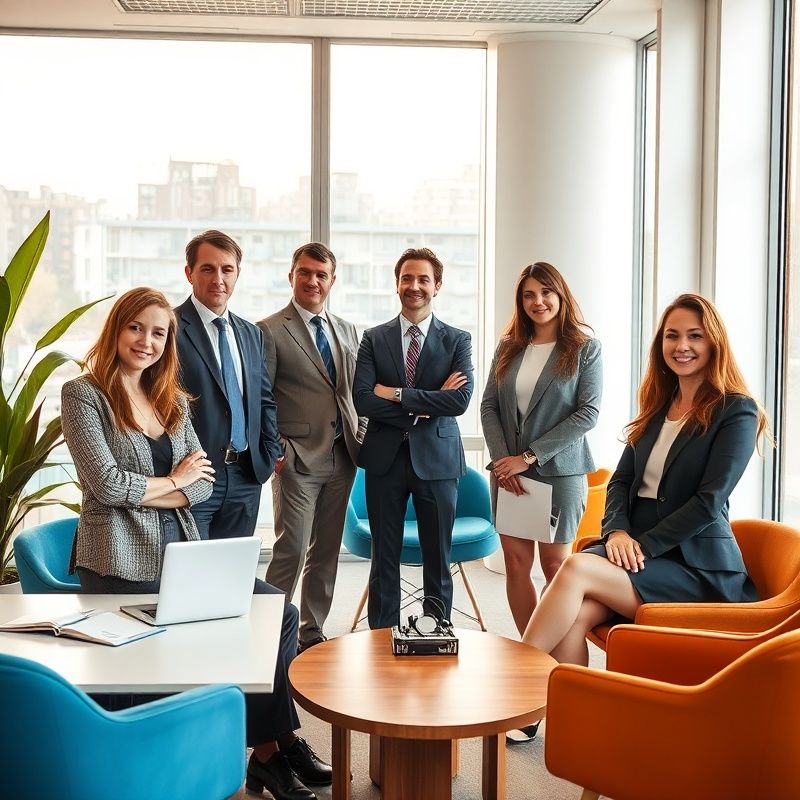 Echipă de consultanți financiari într-un birou modern luminos