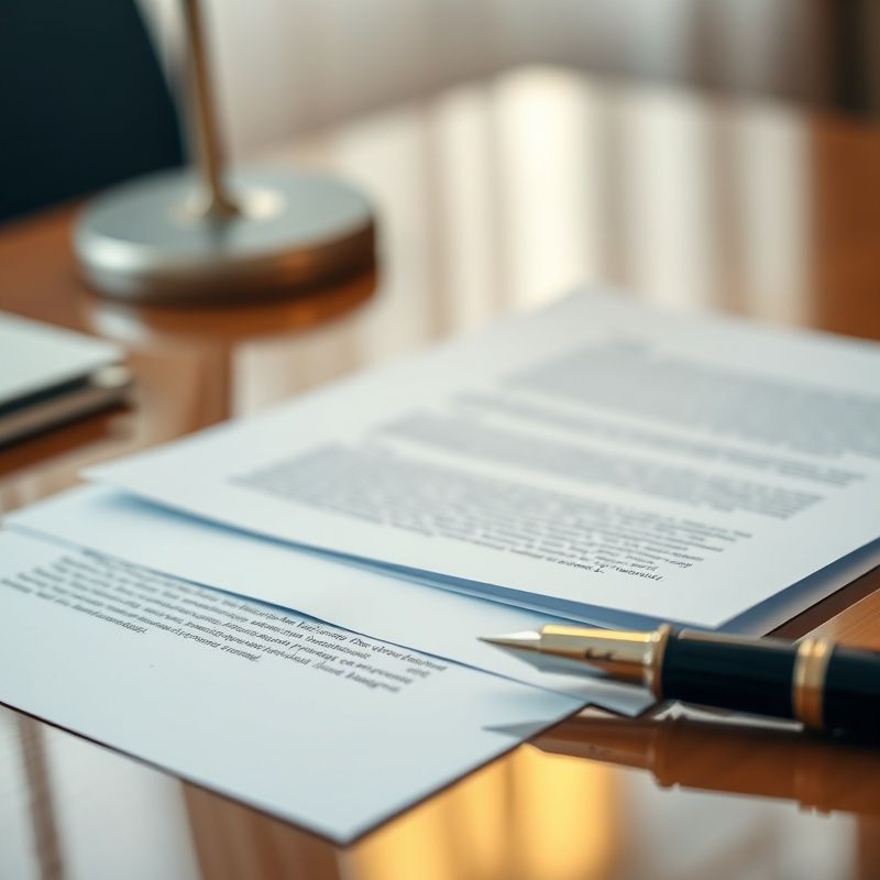 Documente contractuale suprapuse și stilou pe un birou lustruit